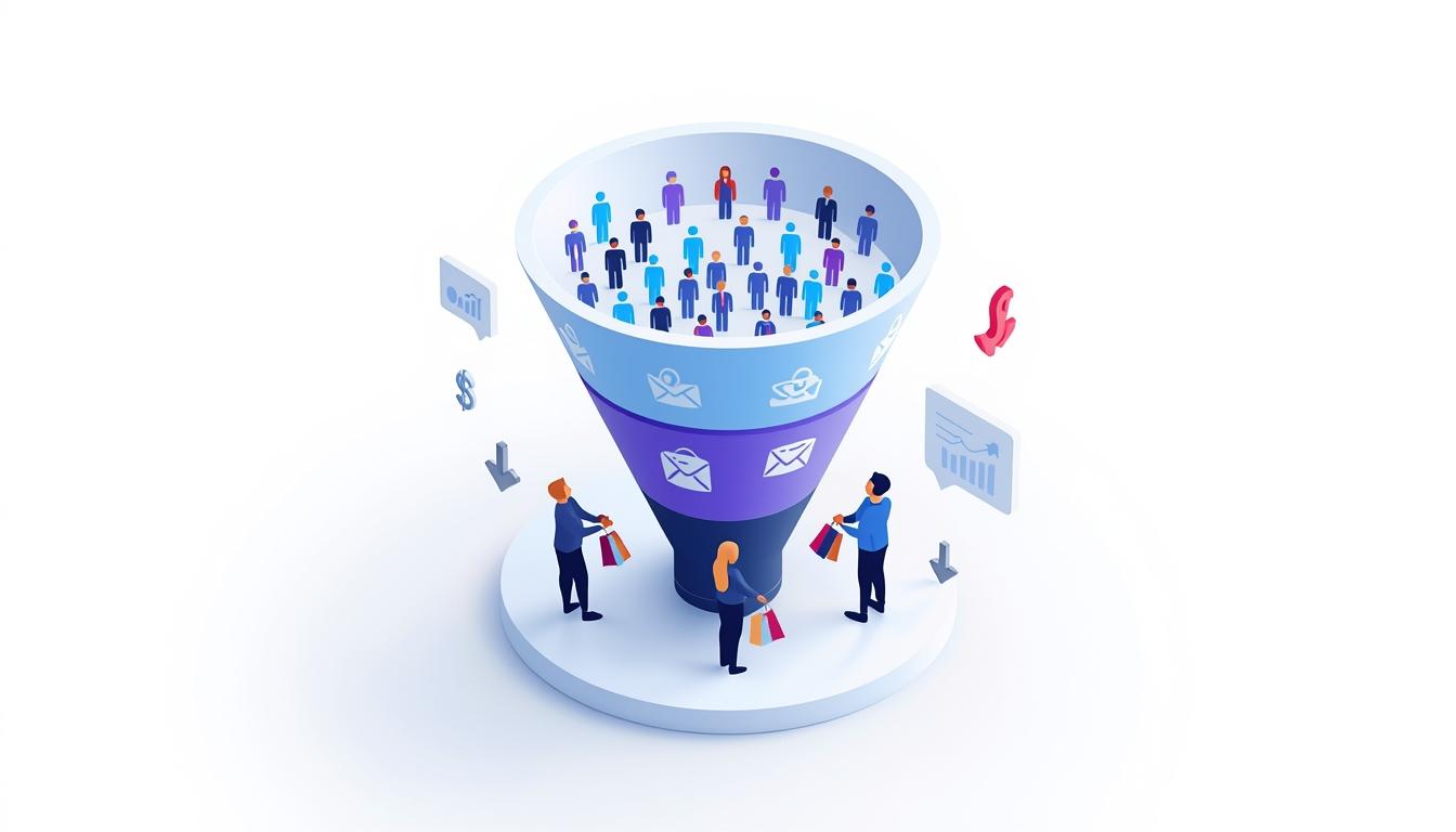 lucid-origin_Create_a_modern_3D_sales_funnel_illustration._Show_a_large_transparent_funnel_di-0