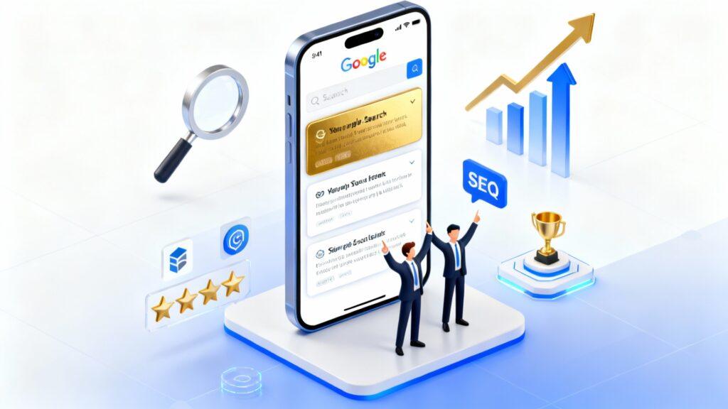 seedream-4.5_Create_a_3D_illustration_of_a_large_smartphone_displaying_Google_search_results.-0